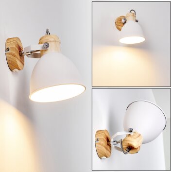 Banjul Muurlamp Hout licht, Wit, 1-licht