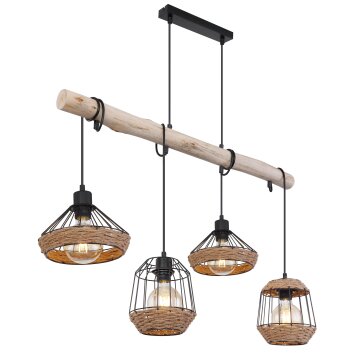 Globo SURRI Hanger Hout licht, Zwart, 4-lichts