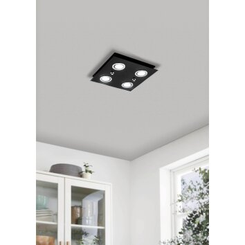 Eglo GRATTINO Plafondlamp LED Zwart, 4-lichts