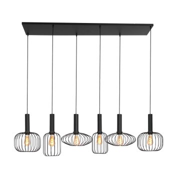 Steinhauer Aureole Hanglamp Zwart, 6-lichts