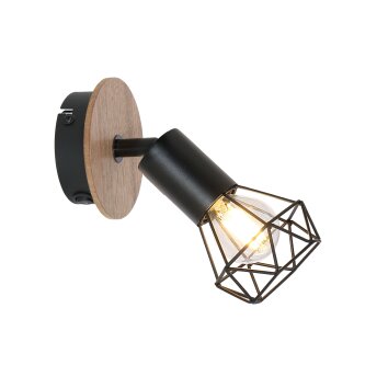 Globo XARA Muurlamp houtlook, Zwart, 1-licht
