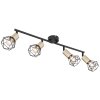 Globo XARA Plafondlamp Oud messing, Zwart, 4-lichts