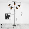 Opatija Staande lamp Zwart, 5-lichts, Stoffen lampenkap