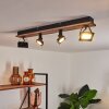 Giresta Plafondlamp LED Hout donker, Zwart, 4-lichts