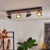 Giresta Plafondlamp LED Hout donker, Zwart, 4-lichts