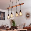 Betsele Hanglamp Hout licht, Zwart, 4-lichts