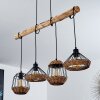Ramon Hanglamp Hout licht, Zwart, 4-lichts