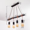 Ajaccio Hanglamp Hout donker, Zwart, 4-lichts