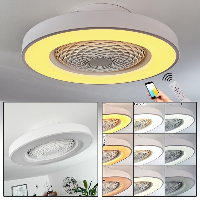 Penon plafondventilator LED Wit, 1-licht, Afstandsbediening