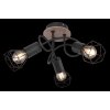 Globo XARA Plafondlamp Hout licht, houtlook, Zwart, 3-lichts