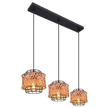 Globo GINA Hanger Hout donker, Zwart, 3-lichts