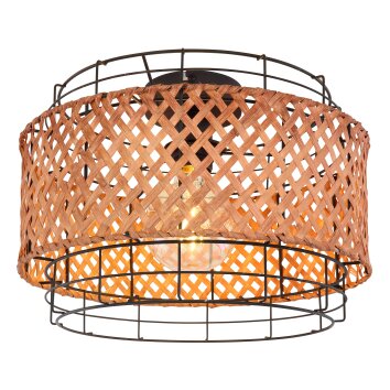 Globo GINA Plafondlamp Hout donker, Zwart, 1-licht
