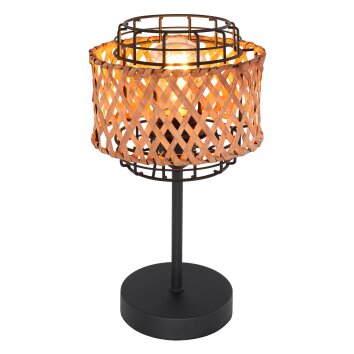 Globo GINA Tafellamp Hout donker, Zwart, 1-licht