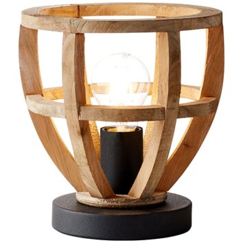 Brilliant Matrix Wood Tafellamp Zwart, 1-licht