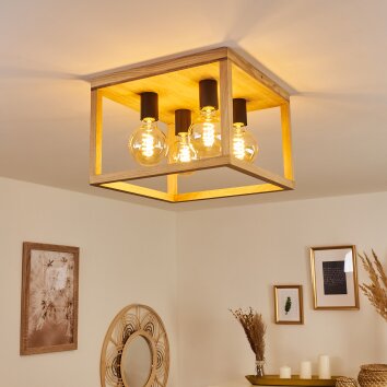 Torreglia Plafondlamp Bruin, Zwart, 4-lichts