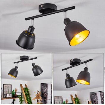 Pistrino Plafondlamp Chroom, Zwart, 2-lichts