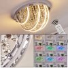 Toirano Plafondlamp LED Chroom, Glitter effect, Zilver, Wit, 2-lichts, Afstandsbediening, Kleurwisselaar