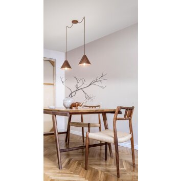 Fabas Luce Esino Hanglamp Hout donker, 2-lichts