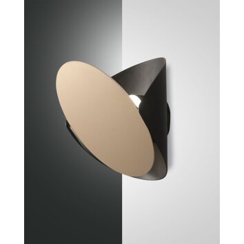 Fabas Luce Shield Muurlamp LED Goud, Zwart, 1-licht