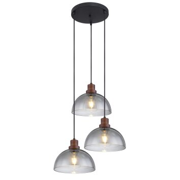 Globo SALSA Hanger Hout donker, Zwart, 3-lichts