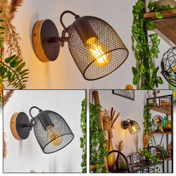 Hakvaag Muurlamp Bruin, Zwart, 1-licht