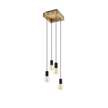 Eglo-Leuchten WOOTTON Hanglamp Bruin, Zwart, 4-lichts