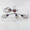 Loedingen Plafondlamp Natuurlijke kleuren, Zwart, 4-lichts