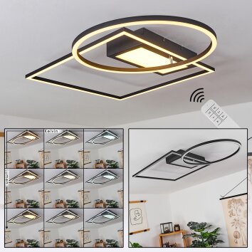 Loftheim Plafondlamp LED Chroom, Zwart, Wit, 1-licht, Afstandsbediening