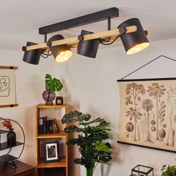 Rebbenas Plafondlamp Natuurlijke kleuren, Zwart, 4-lichts