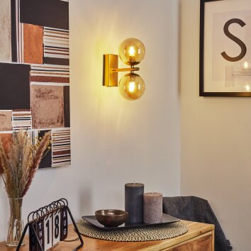 Alden Muurlamp Messing, 2-lichts