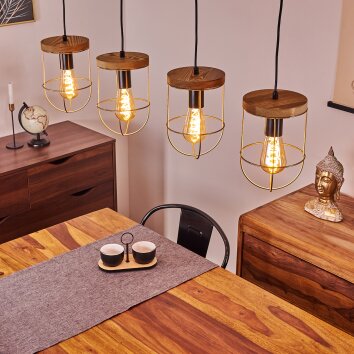 Hodne Hanglamp Natuurlijke kleuren, Zwart, 4-lichts