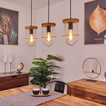 Hodne Hanglamp Natuurlijke kleuren, Zwart, 3-lichts