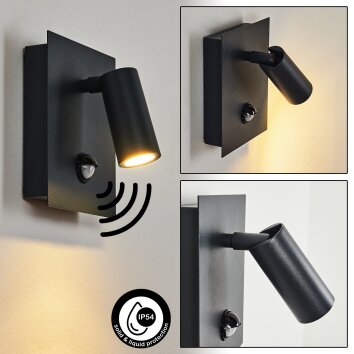 Saeter Buiten muurverlichting LED Zwart, 1-licht, Bewegingsmelder
