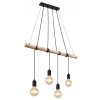 Globo AUSTON Hanger Hout licht, Zwart, 4-lichts
