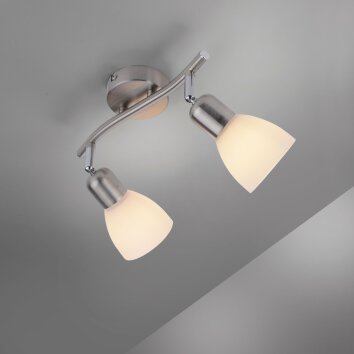 Leuchten-Direkt KARO Plafondlamp Staal geborsteld, 2-lichts