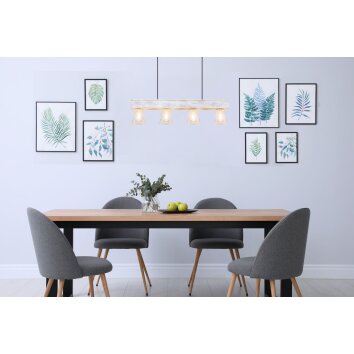 Globo CHARLY Hanger Hout licht, 4-lichts