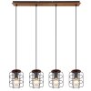 Globo WILLA Hanger Hout donker, Zwart, 4-lichts