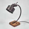 Pehefito Tafellamp Grijs, Hout donker, Zwart, 1-licht