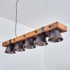 Aduard Hanglamp Hout donker, Zwart, 5-lichts