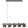 Brilliant-Leuchten Decca Hanglamp Hout donker, Zwart, 5-lichts