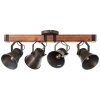 Brilliant-Leuchten Decca Plafondlamp Hout donker, Zwart, 4-lichts