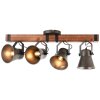 Brilliant-Leuchten Decca Plafondlamp Hout donker, Zwart, 4-lichts