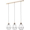 Brilliant-Leuchten Drewno Hanglamp Hout licht, Zwart, 3-lichts