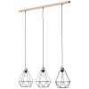 Brilliant-Leuchten Drewno Hanglamp Hout licht, Zwart, 3-lichts