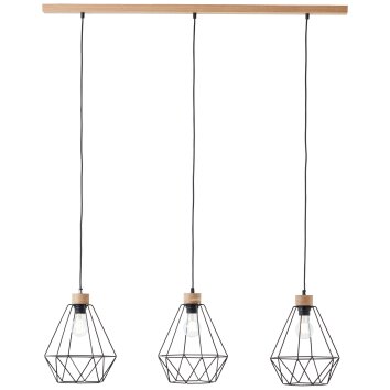 Brilliant-Leuchten Drewno Hanglamp Hout licht, Zwart, 3-lichts