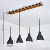 Malabe Hanger Hout donker, Zwart, 4-lichts