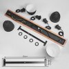 Malabe Hanger Hout donker, Zwart, 4-lichts
