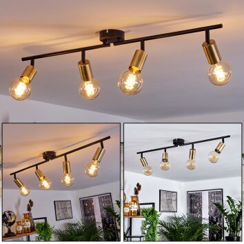 Maidfordo Plafondlamp Messing, Zwart, 4-lichts