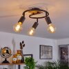Maidford Plafondlamp Hout donker, Zwart, 3-lichts