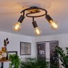 Maidford Plafondlamp Hout donker, Zwart, 3-lichts